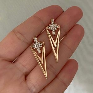 LAST ONE Cross Earrings 18k Gold Plated Luxury Jewelry